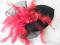 Fascynator, kepi, toczek satyna czarno-czerwony
