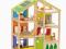 Drewniany domek edukacyjny dla lalek umeblowany