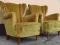 MIODOWO ZŁOTE FOTELE USZAKI STAN BDB