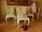 4 krzesła ludwiki  odnowa ,shabby chic,len,płótno