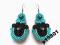 Piękne turkusowo czarne kolczyki sutasz