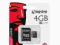 KARTA KINGSTON SDHC microSD CLASS 4/4GB + ADAPTER