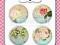 Plakietki ozdobne flair buttons - Kwiaty vintage #