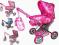 WÓZEK DLA LALEK 3 FUNKCYJNY 11 KOL + TORBA NOSIDŁO