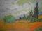 VINCENT VAN GOGH cyprysy pszeni Unikat stary obraz