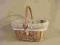 OBSZYTY ZDOBIONY KOSZ NA ZAKUPY PIKNIK WIKLINA