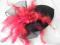 Fascynator, kepi, toczek satyna czarno-czerwony
