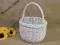 BIAŁY OKRĄGŁY WIKLINOWY KOSZYK NA ZAKUPY DZIAŁKĘ