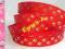 WSTĄŻKA RYPSOWA 15mm CZERWONA W ZŁOTE ŁAPKI