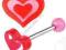 Kolczyk do języka akrylowy z sercem UV różowy