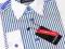 *JANKES* Koszula Dł.Ręk.PASKI Biała-Granat   152