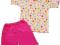 piżamka kr.ręk dziewczęca kropki biały/j.róż r.98