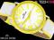 Biało-Żółty Zegarek z Dużą Tarczą - ANTYALERGICZNY