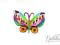 RĘCZNIE MALOWANA DREWNIANA BROSZKA MOTYLEK [2298]