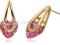 -50% SWAROVSKI ZŁOTE KOLCZYKI SERCE PINK Gw. 5 lat