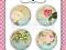 Plakietki ozdobne flair buttons - Kwiaty vintage #
