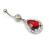 Kolczyk do pępka łezka z dużym czerwonym kamieniem
