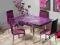 Stół SZKLANY GD-082 ROZKŁADANY FIOLETOWY Chrom