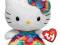 HELLO KITTY - Maskotka 15cm - w tęczowej sukience