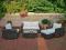 MEBLE OGRODOWE Z RATTANU 2 FOTELE+STOLIK+SOFA+PUFA