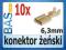 Konektor żeński _ nasuwka _ 6,3mm _ 10sztuk