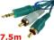 KABEL JACK 3,5mm - 2x RCA CINCH GOLD HQ dł. - 7,5m