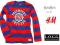 H&amp;M LOGG bluzka paski WELUROWY NADRUK 10-12 L