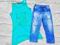 FLUO tunika+legginsy jeans 170 176 komplet na lato