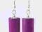 Kolczyki drewniane fioletowe HandMade