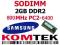 Nowa pamięć RAM 2GB DDR2 SODIMM 800MHz Samsung FV