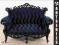 STYLOWA SOFA TAPICEROWANA RZEŹBIONA CZARNA