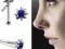 SREBRNY KOLCZYK DO NOSA 925 SREBRO SZAFIROWY
