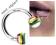 PIERCING PODKOWA 1,2 x 10 x 4 mm REGGAE RASTA