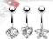 Kolczyk do pępka srebrny Zestaw 3 SZTUKI Piercing!