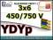 PRZEWÓD YDYp 3x6mm2 450/750V 1m HURTOWNIA 3364