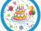 Talerzyki papierowe Tort urodziny18cm 8szt 24296