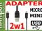 Kabel USB 2 w 1 - Micro USB i Mini USBŁadowarka