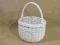 BIAŁY OKRĄGŁY WIKLINOWY KOSZYK NA ZAKUPY DZIAŁKĘ
