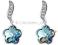 -50% SWAROVSKI ZŁOTE KOLCZYKI NIEBIESKIE FAR AWAY