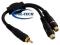 Adapter kabel - 2x RCA gniazdo -1x RCA wtyk GOLD