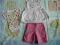 Śliczny zestaw spodenki+sukienka/tunika+body 0-3