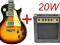 GITARA ELEKTRYCZNA LES PAUL+ WZMACNIACZ 20W- 4 KOL