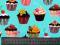 Tkanina Turquois Cupcakes Kaufman patchwork 1FQ