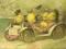 pocztówka AUTOMOBIL Z KURCZAKAMI 1900 reprint