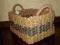 piękny pleciony WIKLINOWY KOSZYK beżowo-niebieski