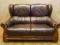 ELEGANCKA 2-OS. SOFA DĘBOWA SKÓRA BRĄZ sabinakaja