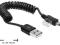 Kabel USB-A mini USB krótki spiralny M-M 20-60cm