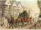 Dyliżans pocztowy, konie , jamnik , stempel