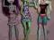 Monster High zestaw 3 sztuki STAN IDEALNY + stojak