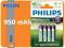 `4 akumulatorki Philips HR03 AAA 950 mAh